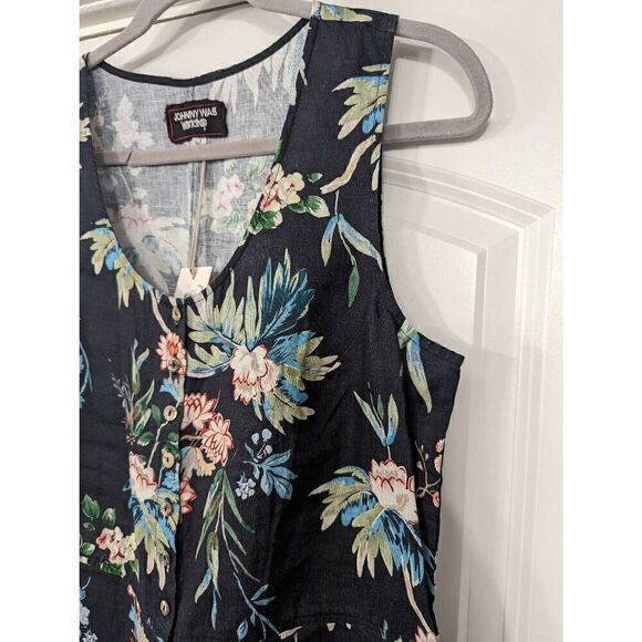 Johnny Was Workshop Easy Linen Jumpsuit Women's‎ size Small black floral NWTs - Picture 4 of 12